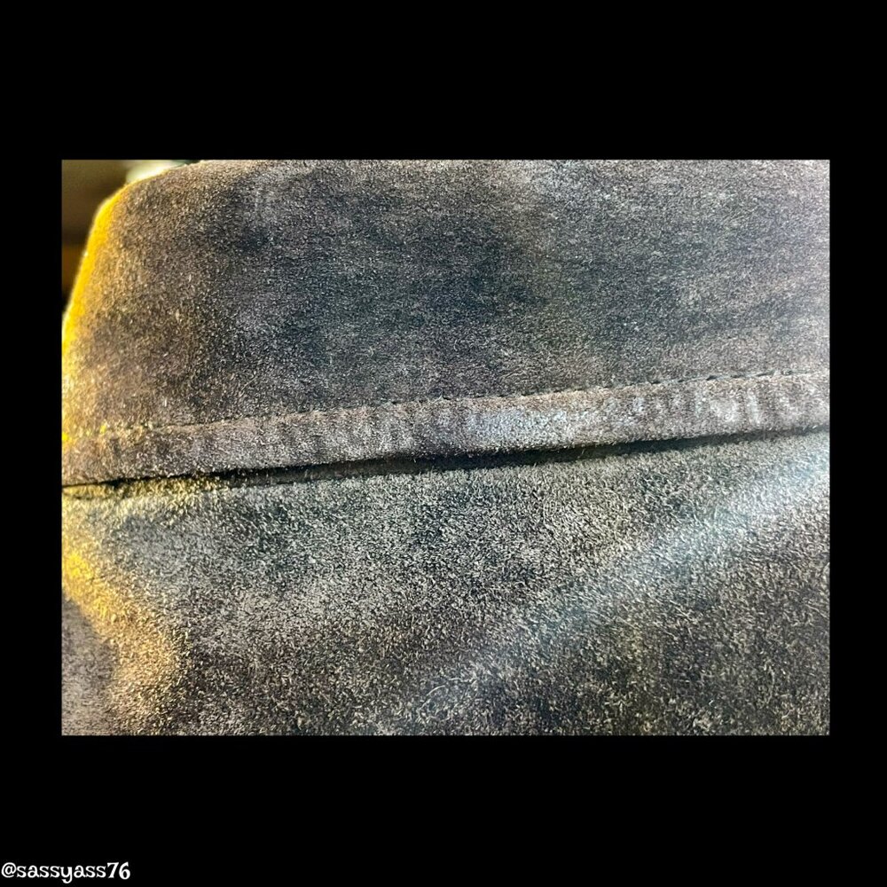 ▪️VTG▪️ROUNDREE & YORKE▪️Brown Distressed Genuine Suede Leather Bomber Jacket - Picture 8 of 9